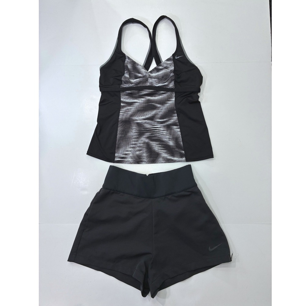 Sold.  Nike Womens Large Black White Graphic Tankini Top and High